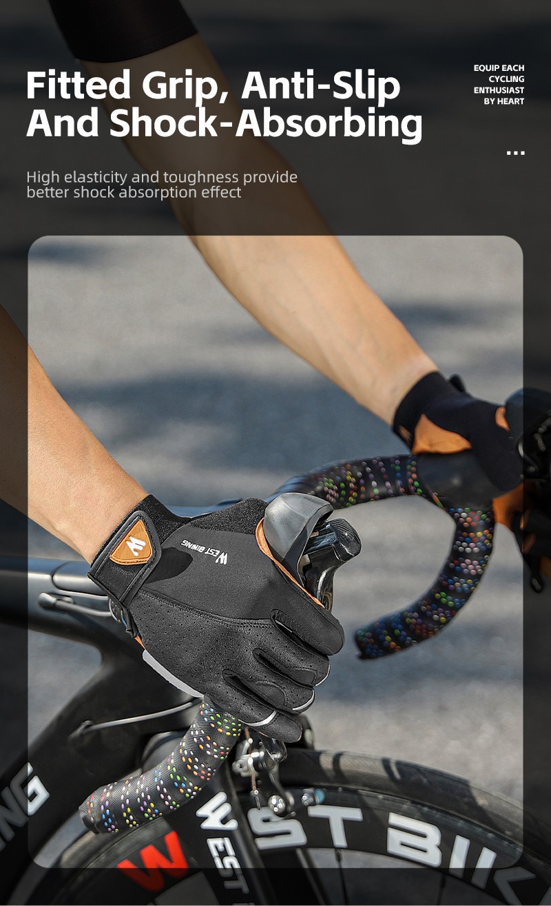 Mô tả WEST BIKING - Găng tay đi xe đạp thể thao ngoài trời, Full Finger, MTB, Xe máy, Chống sốc, Thoáng khí - 7