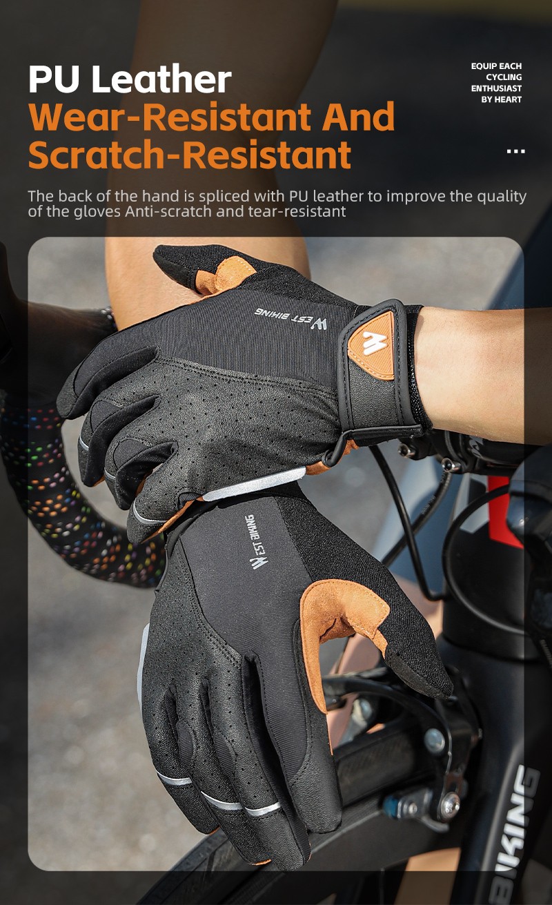 Mô tả WEST BIKING - Găng tay đi xe đạp thể thao ngoài trời, Full Finger, MTB, Xe máy, Chống sốc, Thoáng khí - 9
