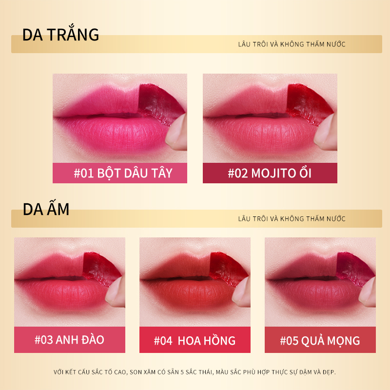 Mô tả KIMUSE 2 CÁI / bộ Peel Off Lip Stain Tattoo Lipstick Lâu trôi và không thấm nước Peel Off Pink Lip Tint Set - 3