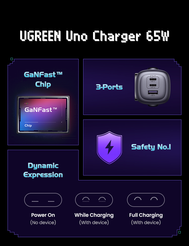 Ugreen Uno 65W 30W RbotGaN Sạc Nhanh GaN2 Sạc Nhanh RG Bộ Chuyển Đổi Nguồn USB C Nhanh Cho iPhone 15 14 13 Pro Max Samsung S24 S23 Ultra – ảnh mô tả chi tiết 5