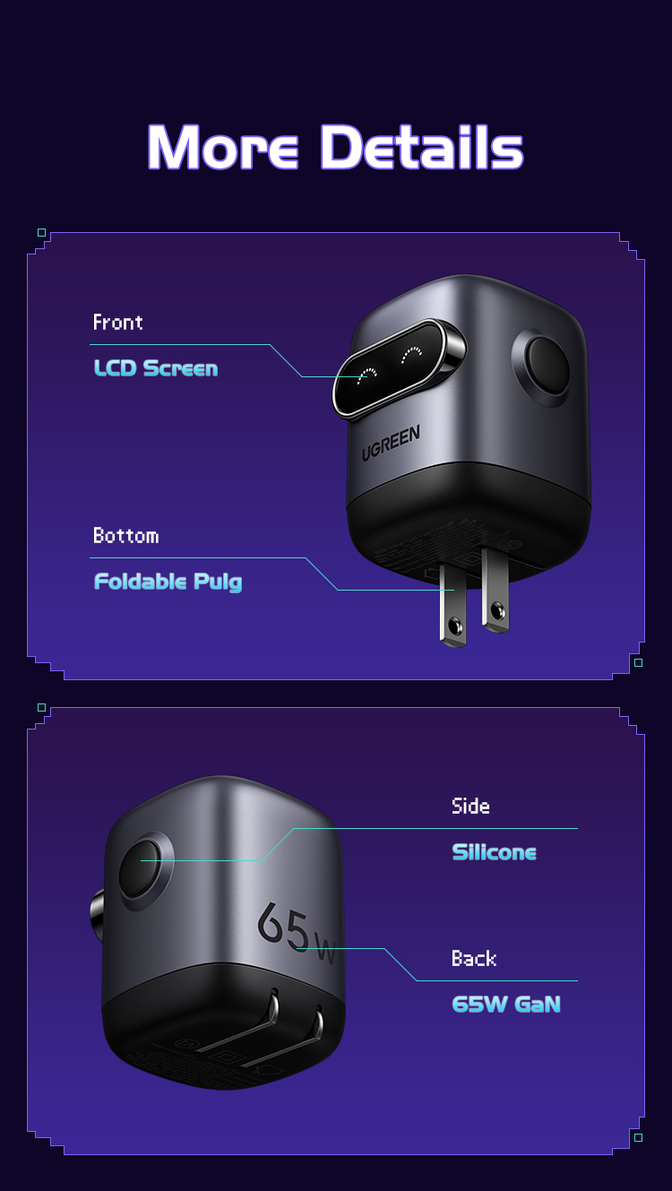 Ugreen Uno 65W 30W RbotGaN Sạc Nhanh GaN2 Sạc Nhanh RG Bộ Chuyển Đổi Nguồn USB C Nhanh Cho iPhone 15 14 13 Pro Max Samsung S24 S23 Ultra – ảnh mô tả chi tiết 10