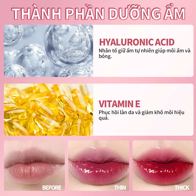 Mô tả KIMUSE 9 màu Gương tùy chọn Lip Glaze Nước dưỡng ẩm Son bóng Toot Lip Tint Trang điểm môi lâu trôi - 3