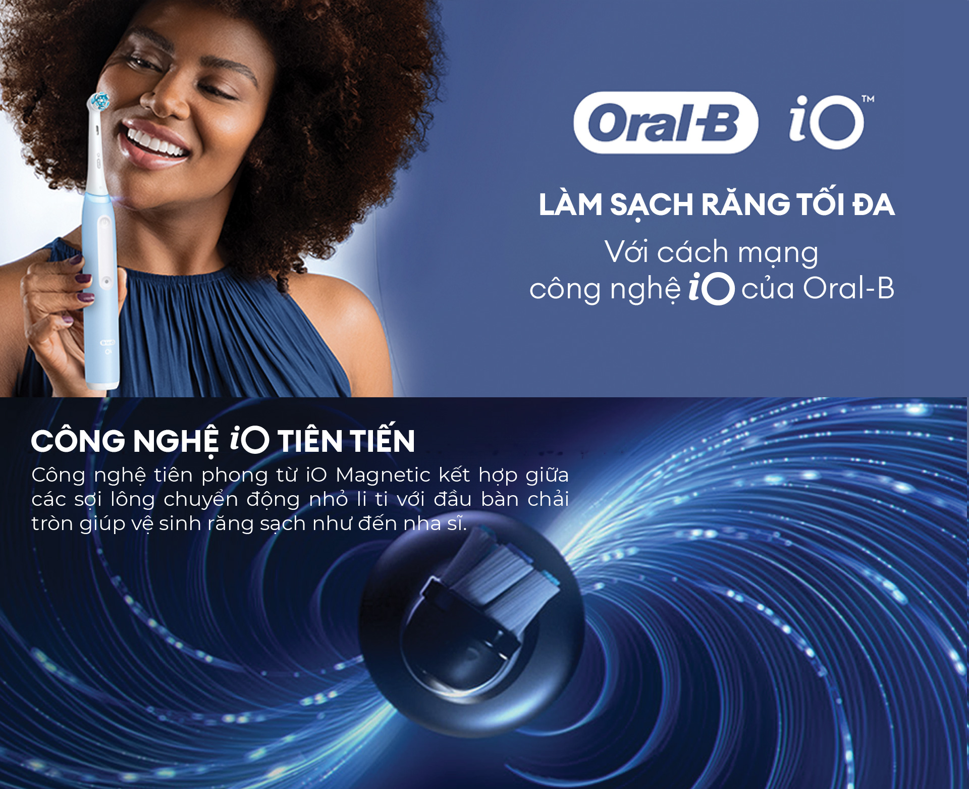 Mô tả Bàn Chải Điện ORAL-B Loại Bỏ Thêm Đến 100% Mảng Bám iO3 Ice Blue - Hộp 1 Cái - 1
