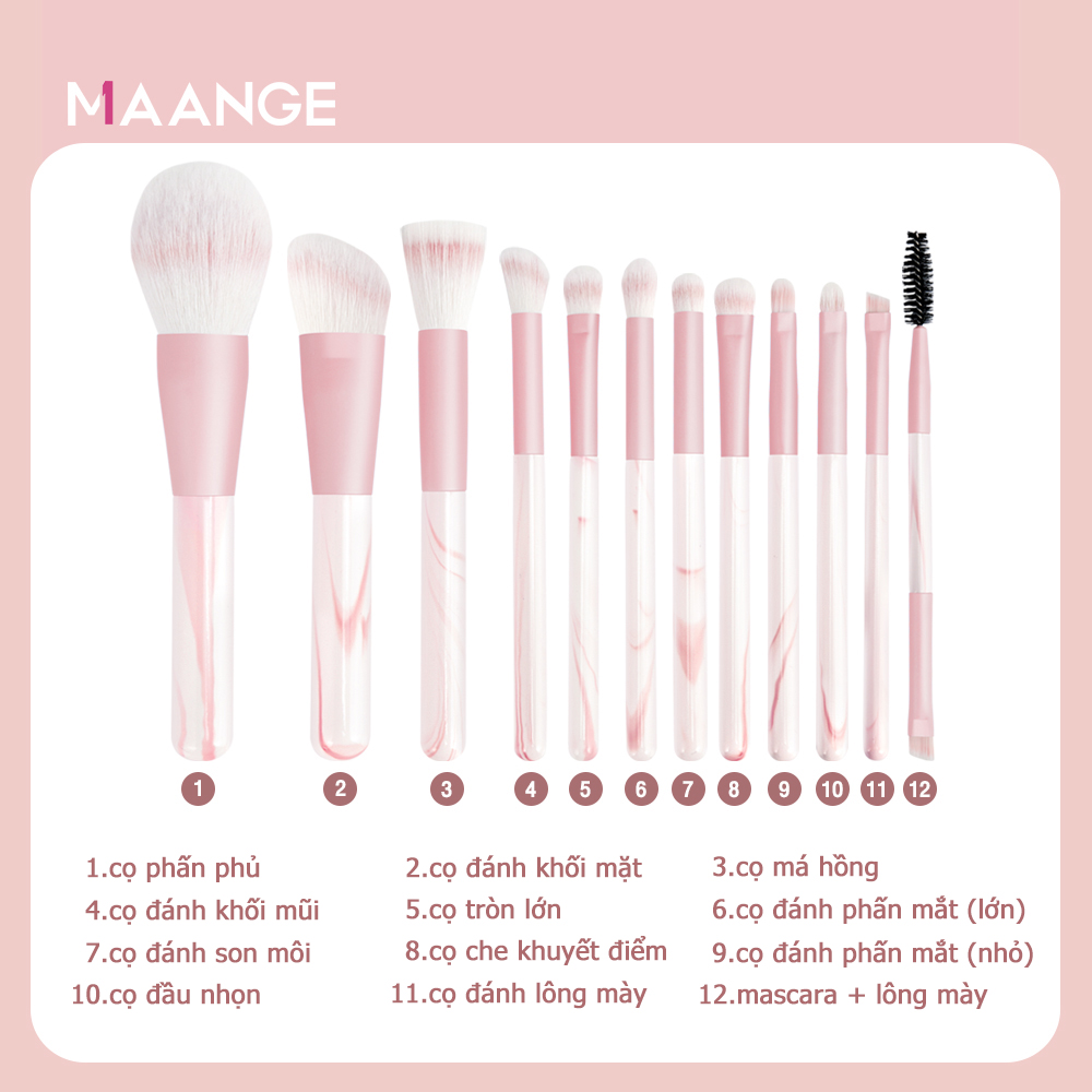 Mô tả Bộ 12 cọ trang điểm MAANGE 51199 tiện lợi - 2
