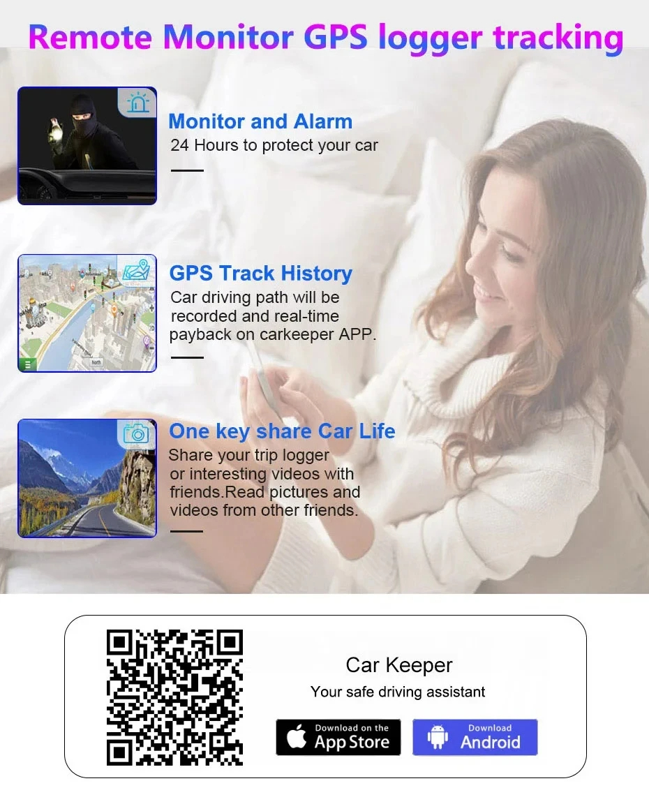 Mô tả Ekleva 4G 12 "Gương ô tô Android 8.1 Dash Cam DVR 1080P Camera kép WiFi BT 4.0 Điều hướng ADAS Giám sát ghi Video từ xa - 7