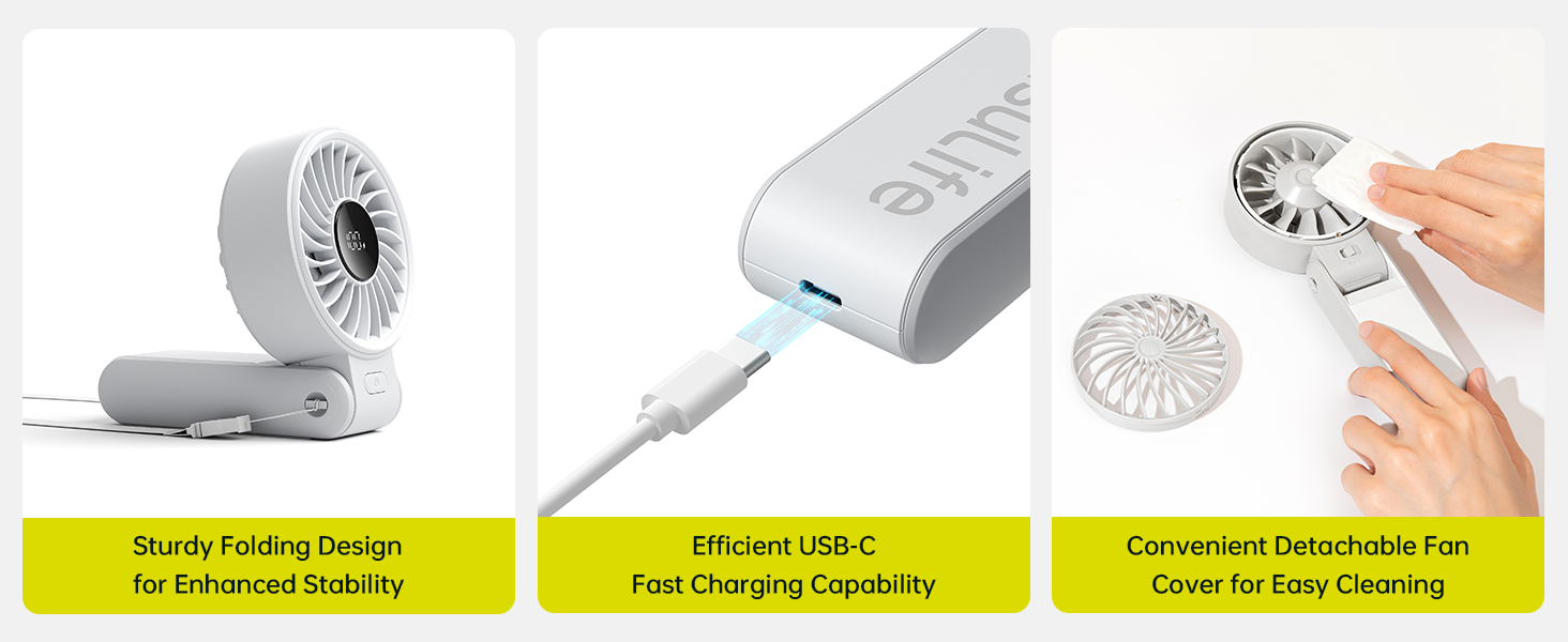 JISULIFE mini Quạt cầm tay 5 tốc độ pin 3600/ 5000mah sử dụng lên đến 19h