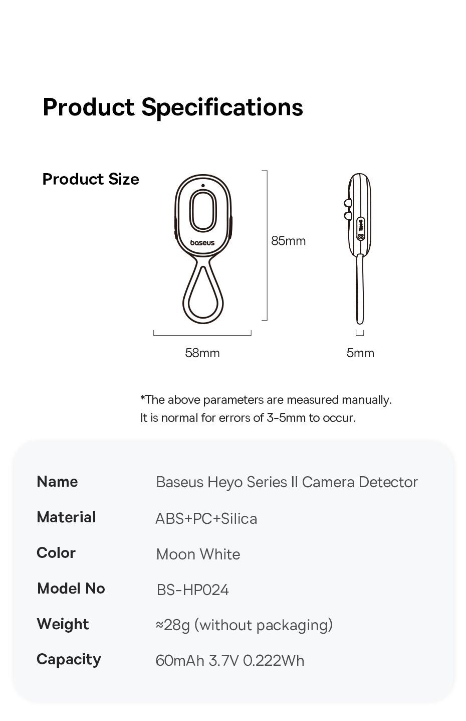 Mô tả Cụm máy ảnh Baseus Heyo Series II Phát hiện di động Tiện ích chống nhìn trộm - 11