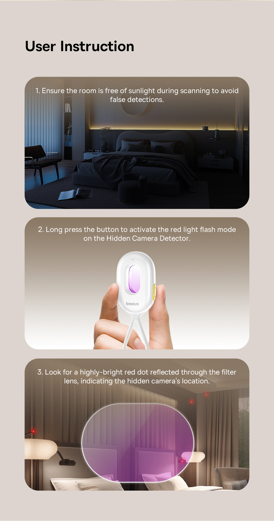 Mô tả Cụm máy ảnh Baseus Heyo Series II Phát hiện di động Tiện ích chống nhìn trộm - 10