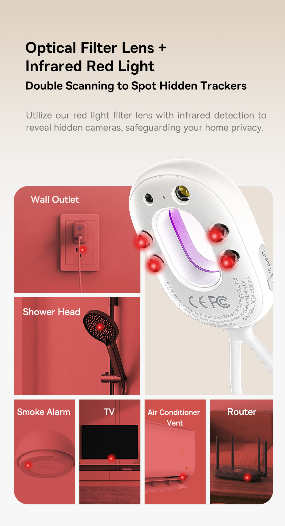 Mô tả Cụm máy ảnh Baseus Heyo Series II Phát hiện di động Tiện ích chống nhìn trộm - 3