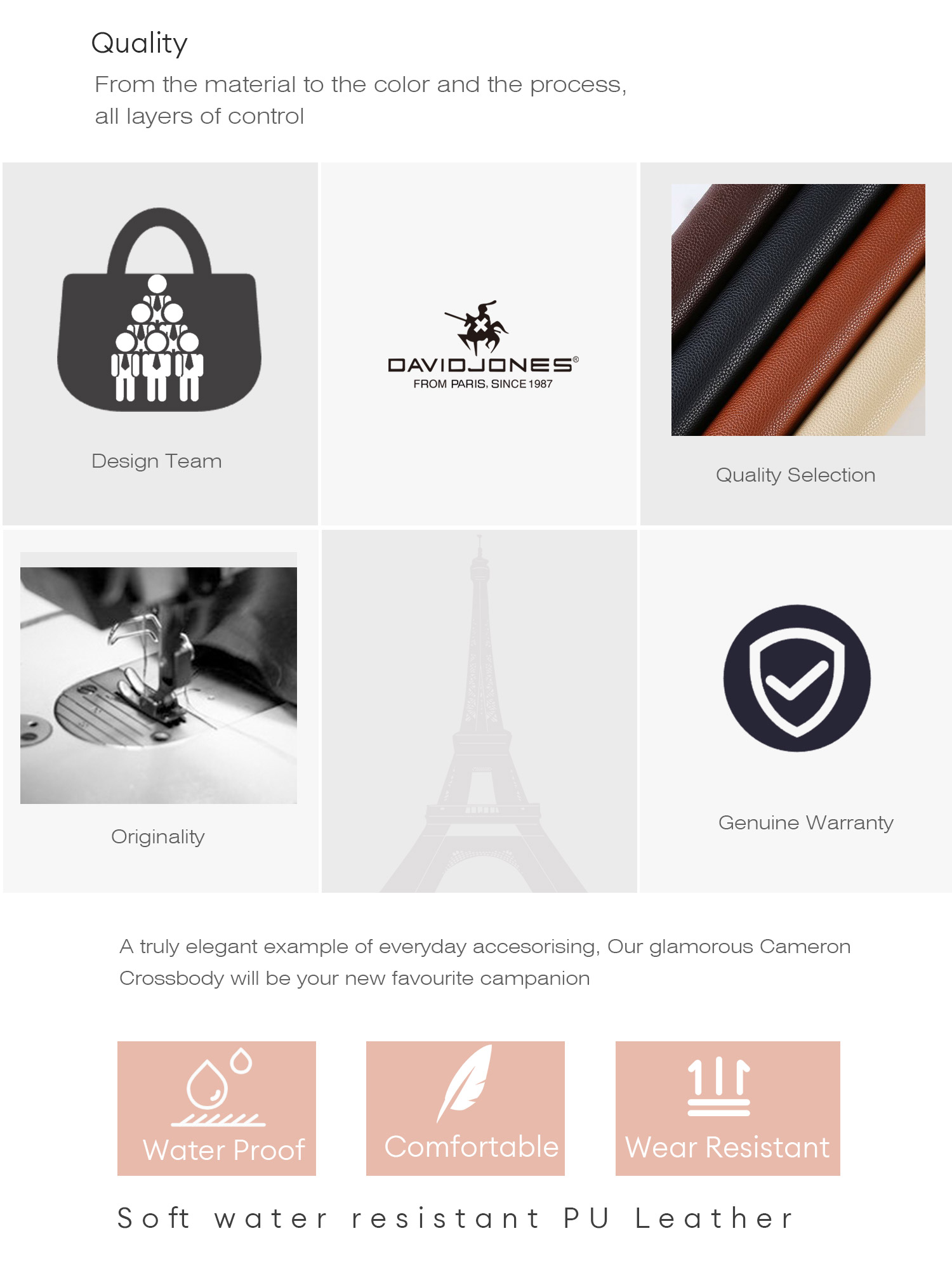 Mô tả David Jones Paris 2025 Xuân Hè Bộ Sưu Tập Mới Vải Giả pu Top Tay Cầm Dành Cho Nữ Đeo Ngang Túi Da pu Nữ Mềm Mại Và Mềm Mại - 5
