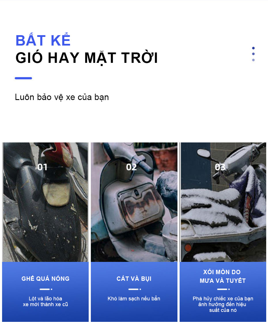SEAMETAL Bạt Phủ Xe Máy, Bạt Trùm Xe Máy Vải Dù Tráng Nhôm 3 Lớp, Có ...