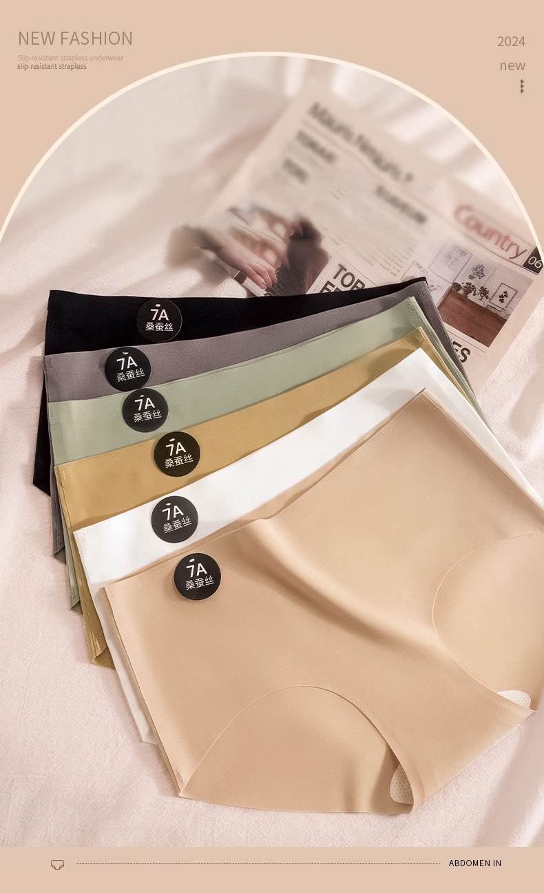 Mô tả Fallsweet Combo 3 7A Mulberry Silk Quần Lót Giữa Eo Liền Mạch Quần Đùi Nâng Hông Thoáng Khí Kháng Khuẩn Quần Lót Thể Thao Yoga - 1