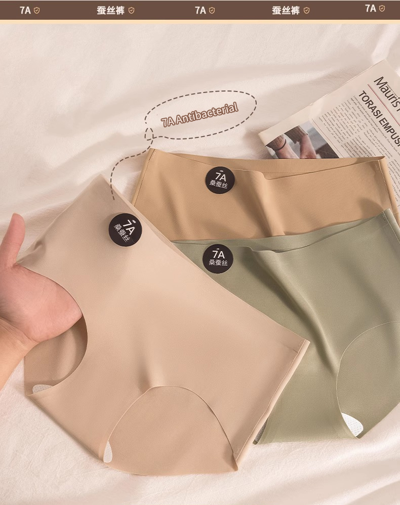 Mô tả Fallsweet Combo 3 7A Mulberry Silk Quần Lót Giữa Eo Liền Mạch Quần Đùi Nâng Hông Thoáng Khí Kháng Khuẩn Quần Lót Thể Thao Yoga - 4