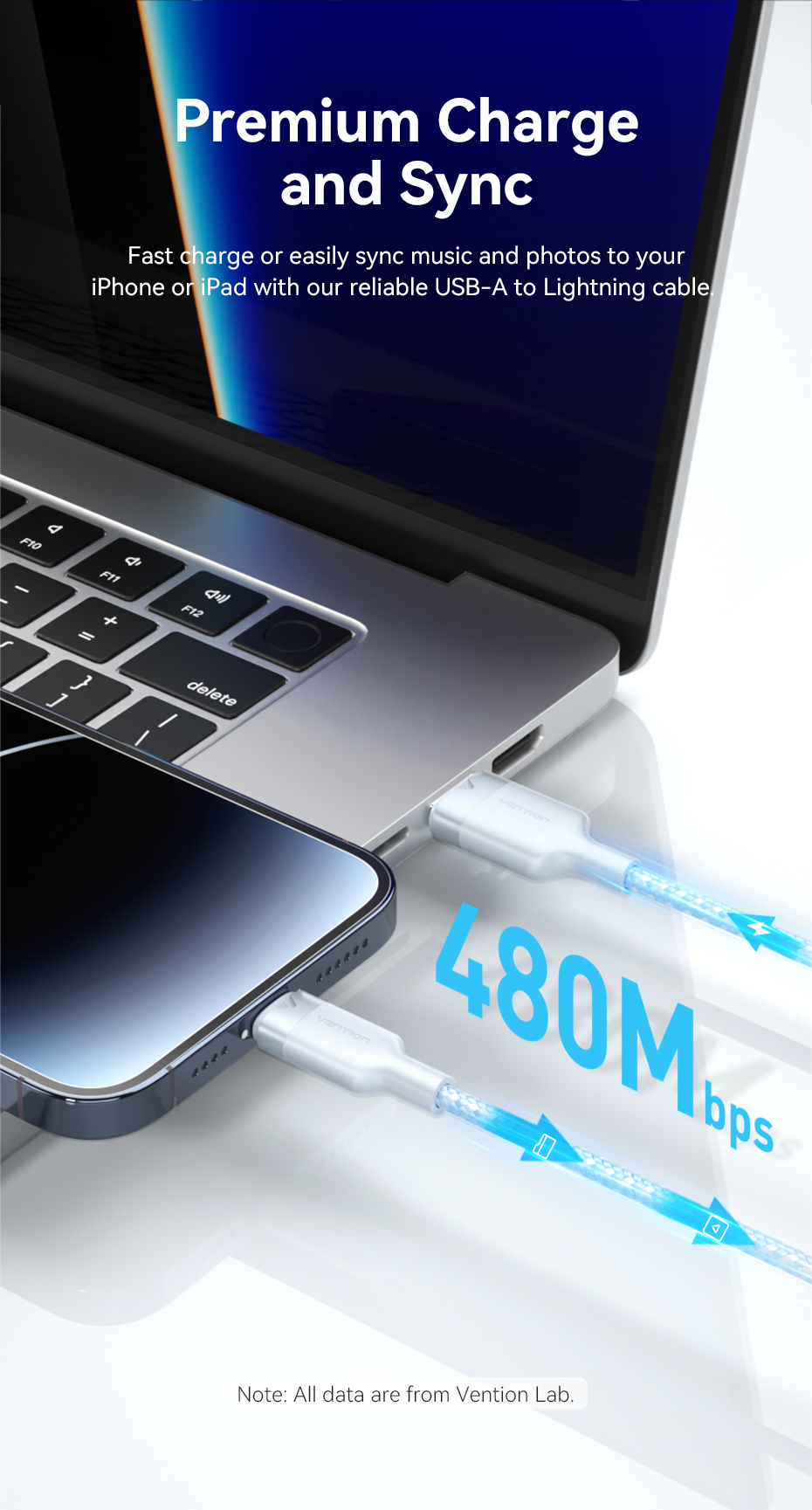 Mô tả Cáp USB A Vention iPhone 2.4A Cáp Lightning sạc nhanh cho iPad Cáp dữ liệu sạc điện thoại Mini - 10