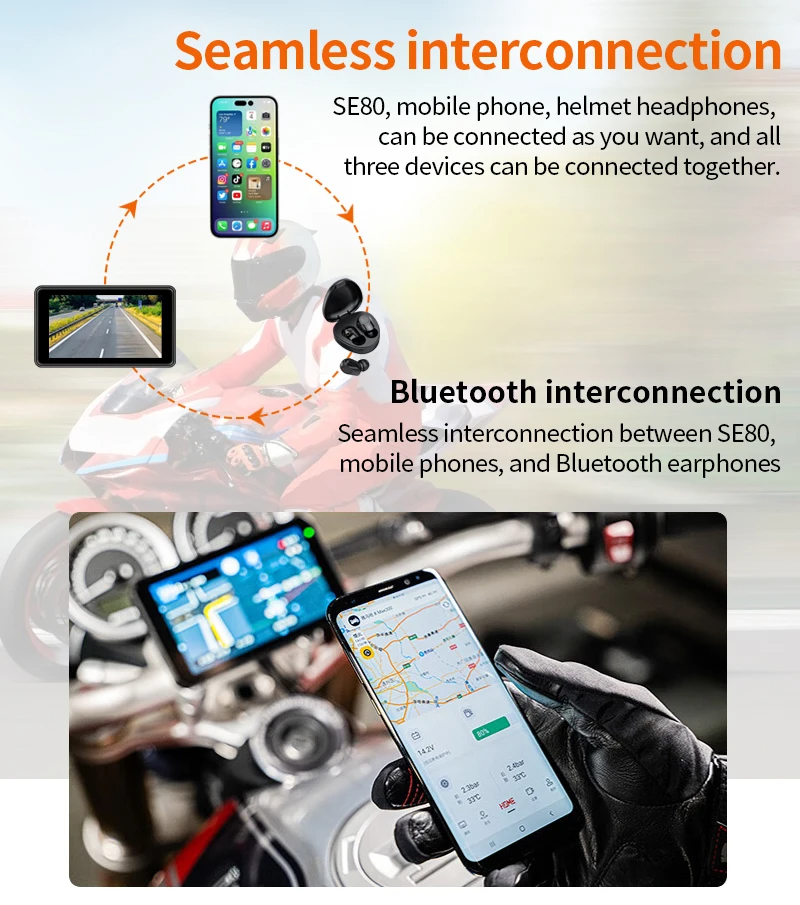Mô tả Ekleva Không Dây Apple CarPlay Dual Bluetooth DVR Cho Xe Máy 5 "IPS Di Động GPS Điều Hướng Android Xe Máy Tự Động IPX7 Chống Nước - 9