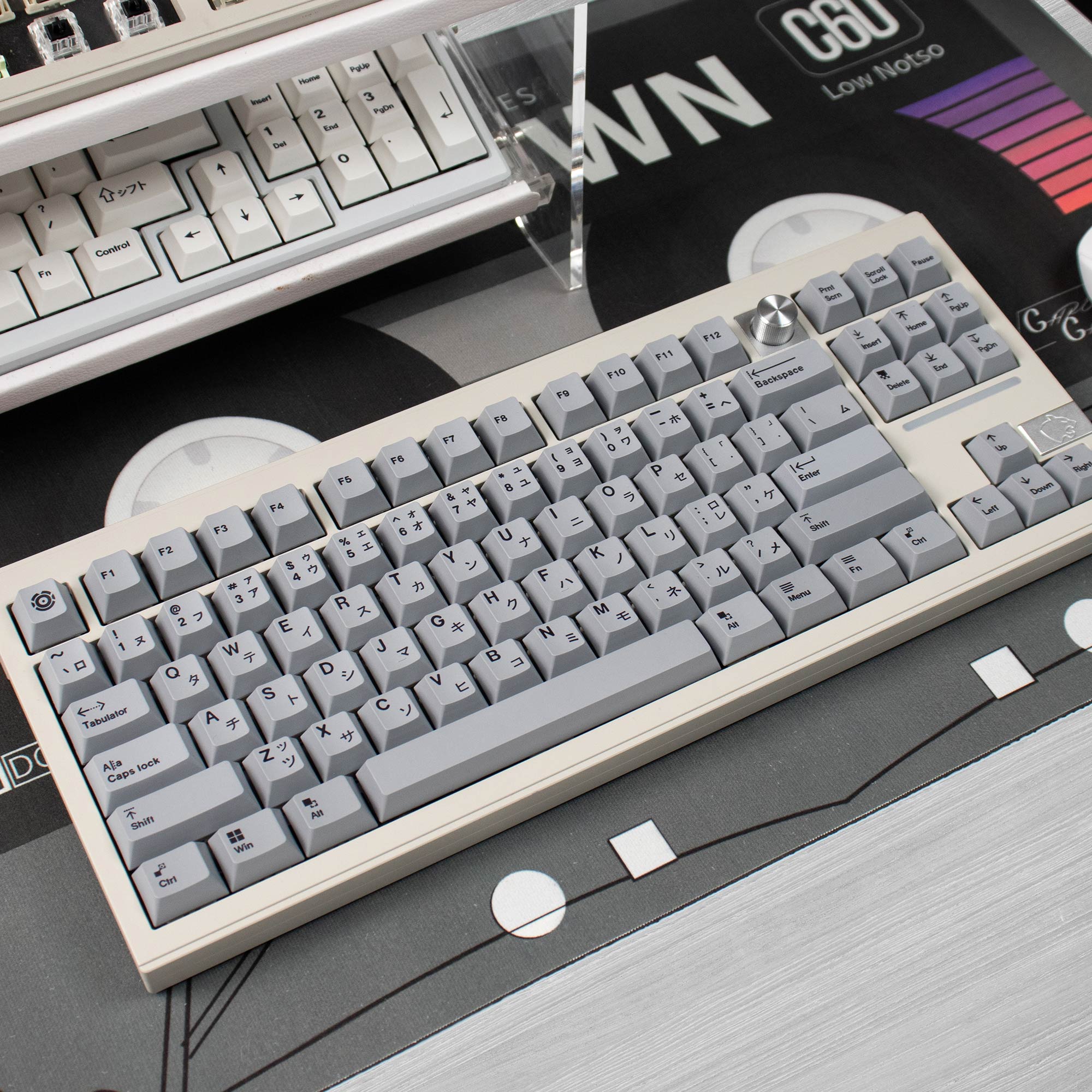 Bow keycap Trắng / Xám Hồ sơ anh đào Janpanese PBT tối giản cho công ...