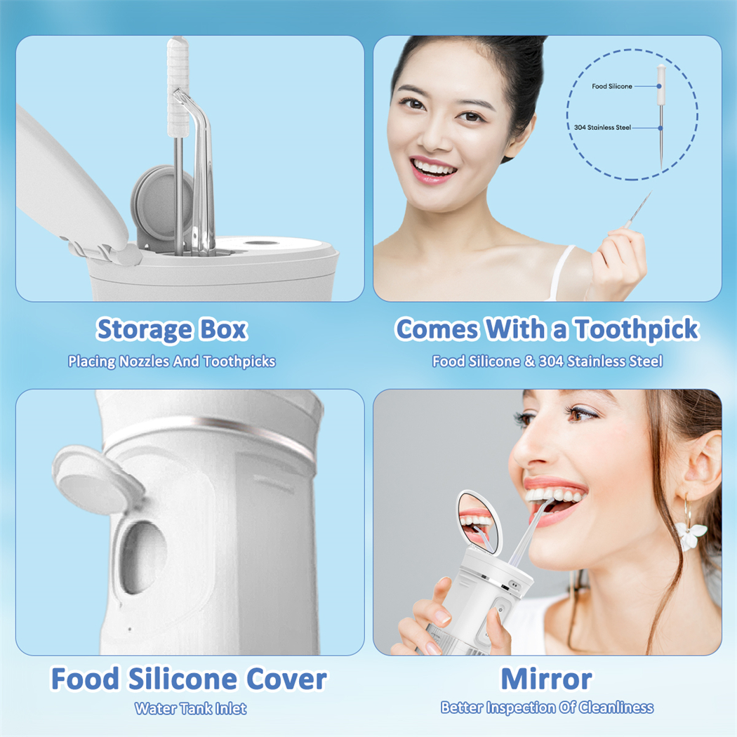 Mô tả CkeyiN Máy tăm nước 3 chế độ có thể sạc lại tiện lợi chuyên dụng chăm sóc răng miệng KQ136 DG003 - 4