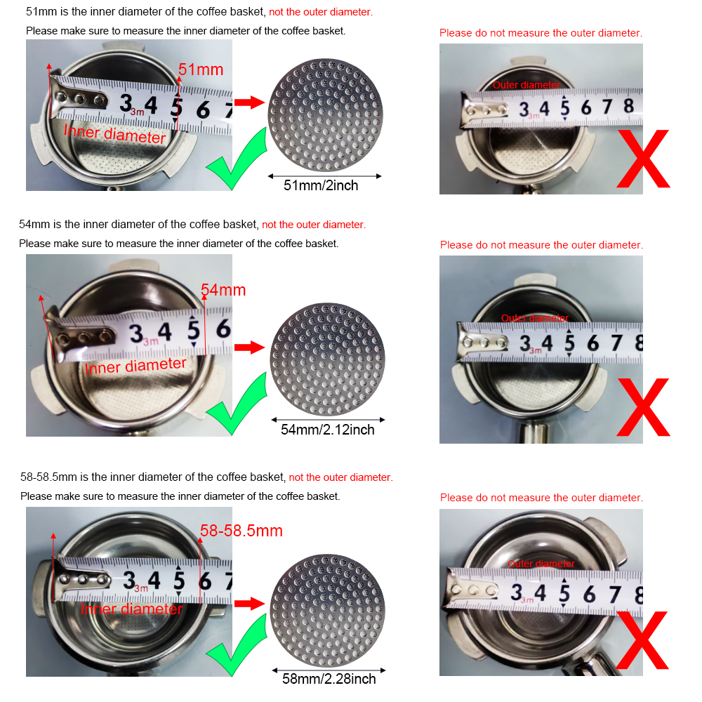 Màn hình Puck 51 / 54 / 58mm Thép không gỉ 304 Cà phê 2 lớp Lưới lọc ...