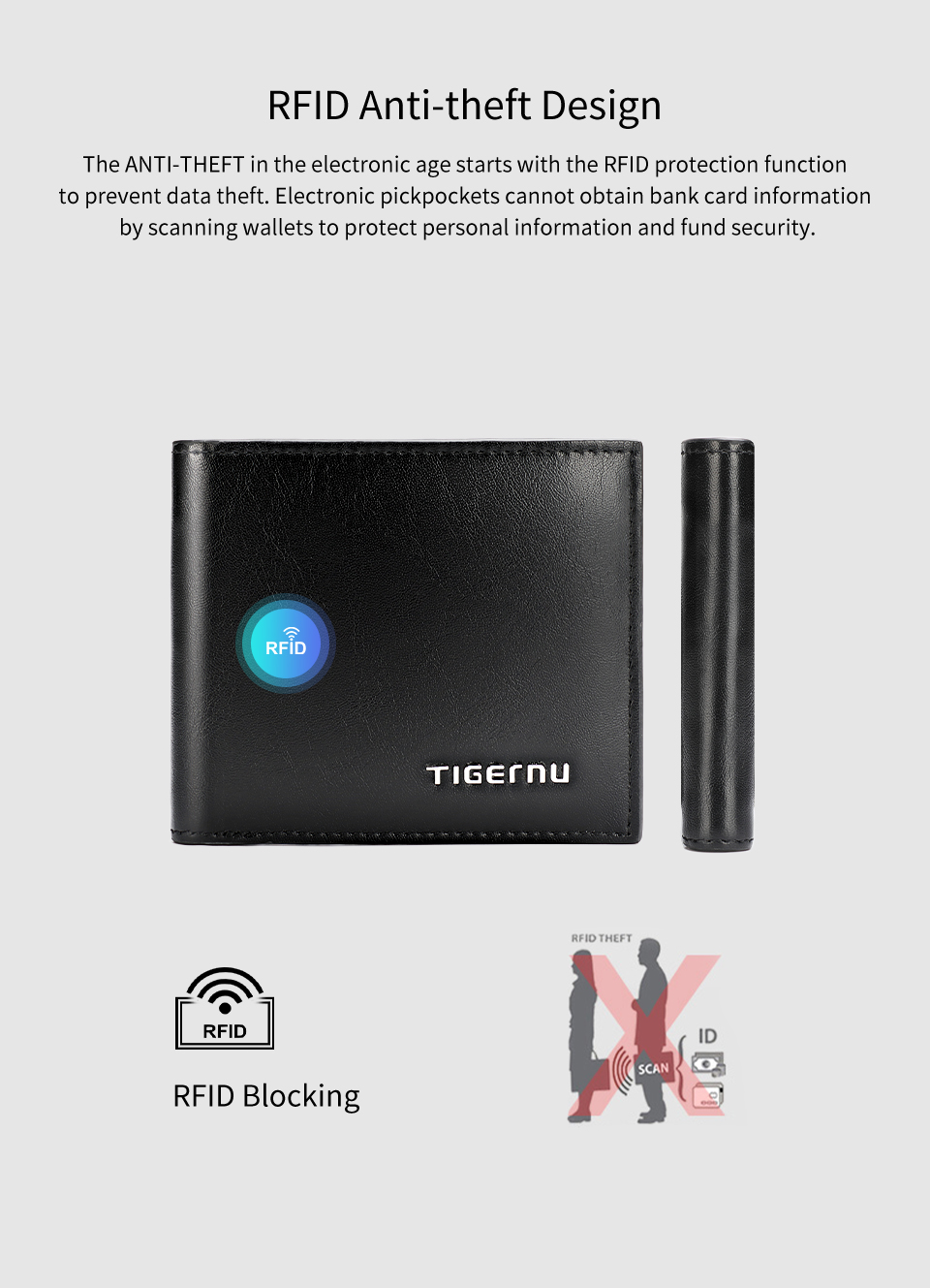 Mô tả Tigernu 8006 Ví Ngắn Gập Đôi Chống RFID Kèm Hộp Đựng Cao Cấp - 3