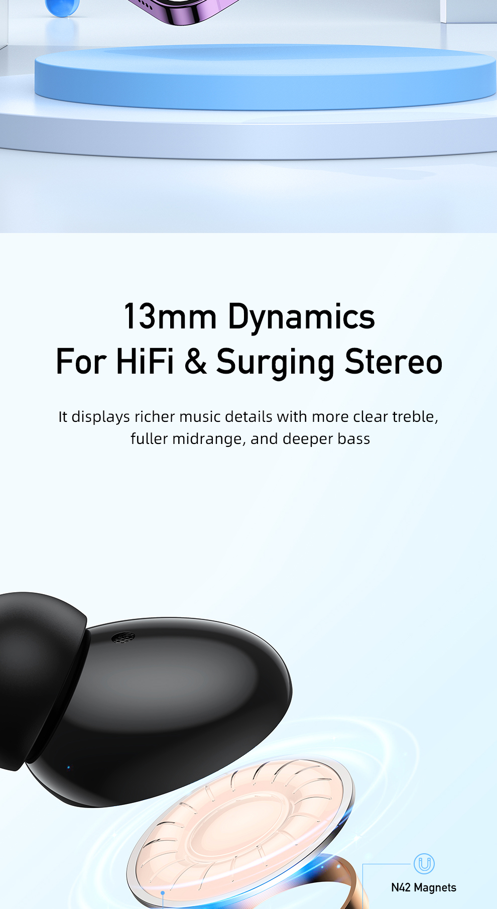 Mô tả Tai nghe không dây AWEI T61 chống ồn ENC TWS 5.3 Chống Nước IPX6 có Mic HD cảm ứng thông minh Âm Thanh HIFI - 8