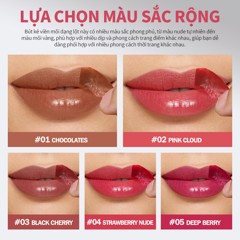 Mô tả Kimuse Peel Off Lip Liner Stain 12 Giờ Mỹ Phẩm Lâu Dài Chống Thấm Nước Sắc Tố Cao Lột Môi Tint - 3