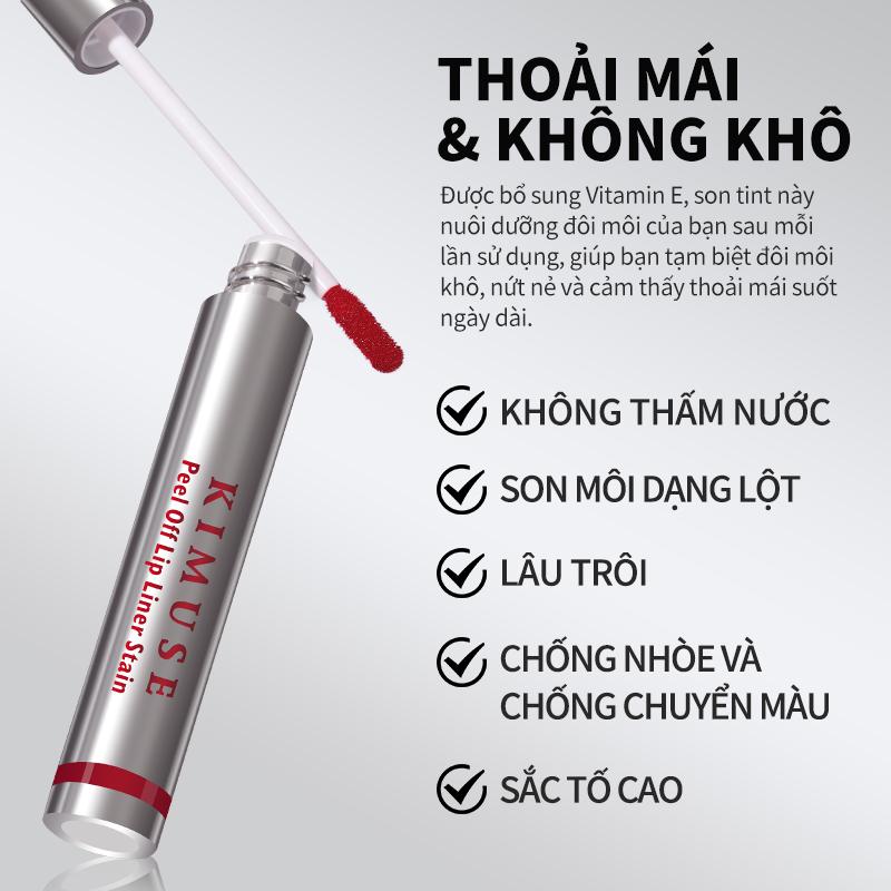 Mô tả Kimuse Peel Off Lip Liner Stain 12 Giờ Mỹ Phẩm Lâu Dài Chống Thấm Nước Sắc Tố Cao Lột Môi Tint - 4