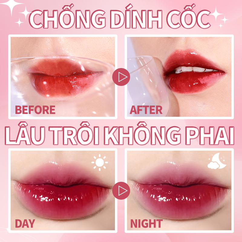 Mô tả Kimuse 2 Cái / bộ Gương Lip Glaze Set Dưỡng Ẩm Nước Son Bóng Lâu Dài Trang Điểm Môi - 3