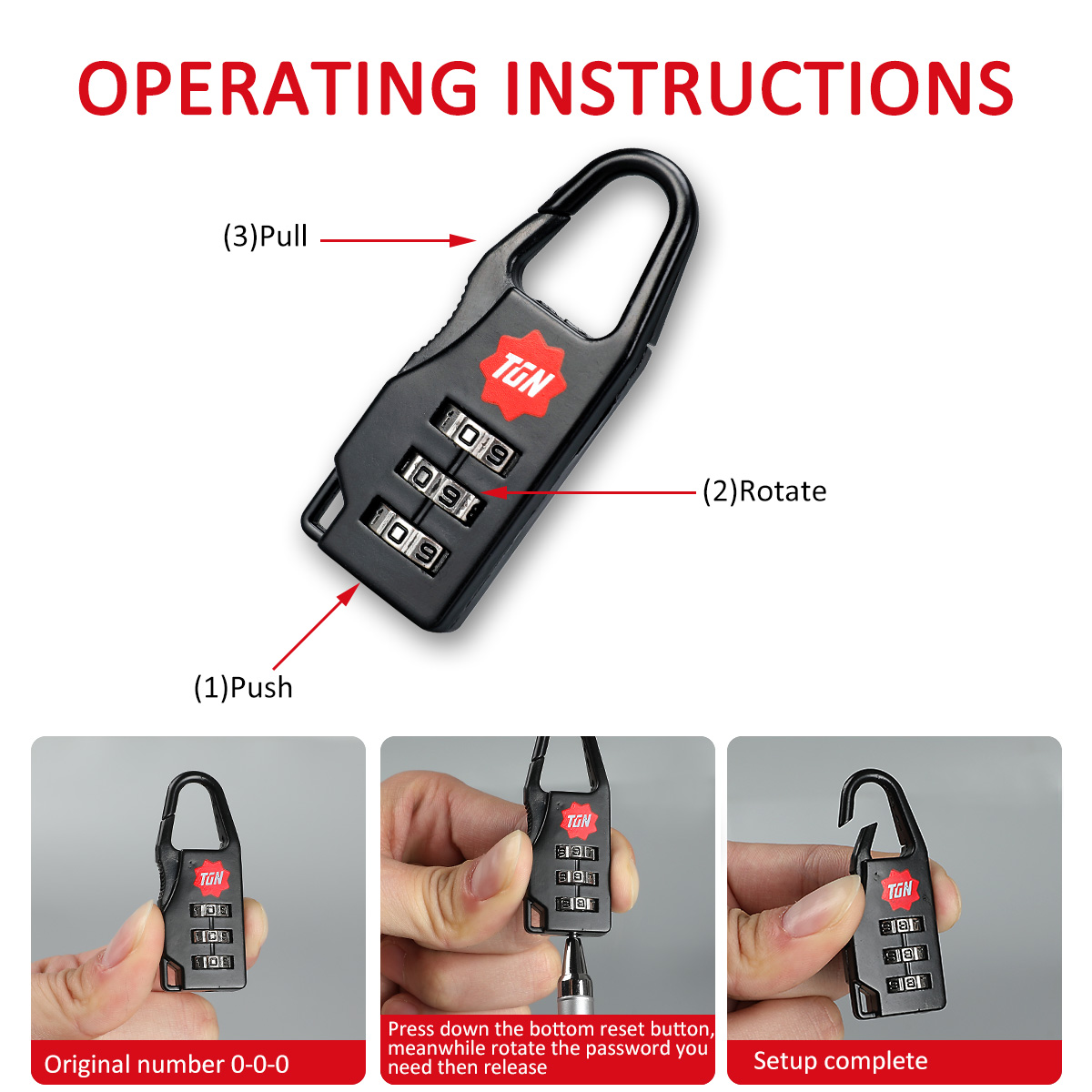Mô tả Tigernu 001 Khóa Ba Lô Kết Hợp An Toàn Có Khóa - 5