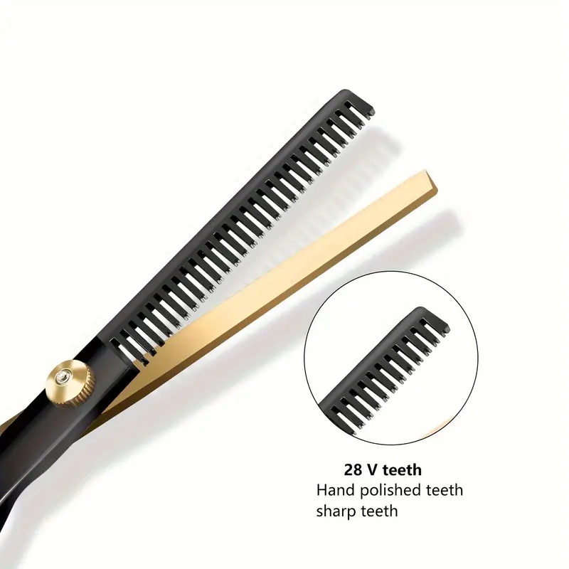 Mô tả EVEBOT Bộ kéo chuyên nghiệp 10 mảnh để làm tóc，Mạ titan đen và vàng - 3