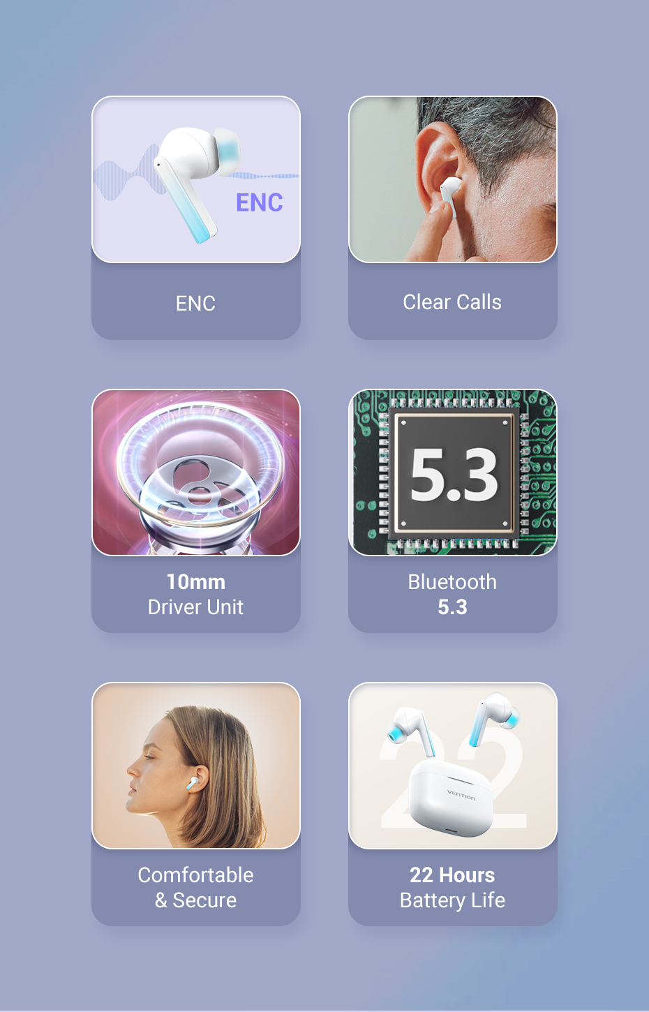 Mô tả Tai Nghe Không Dây Vention Elf E04 TWS IPX5 Bluetooth 5.3 TWS HD Âm Thanh Nổi Thấp Kèm Mic - 2