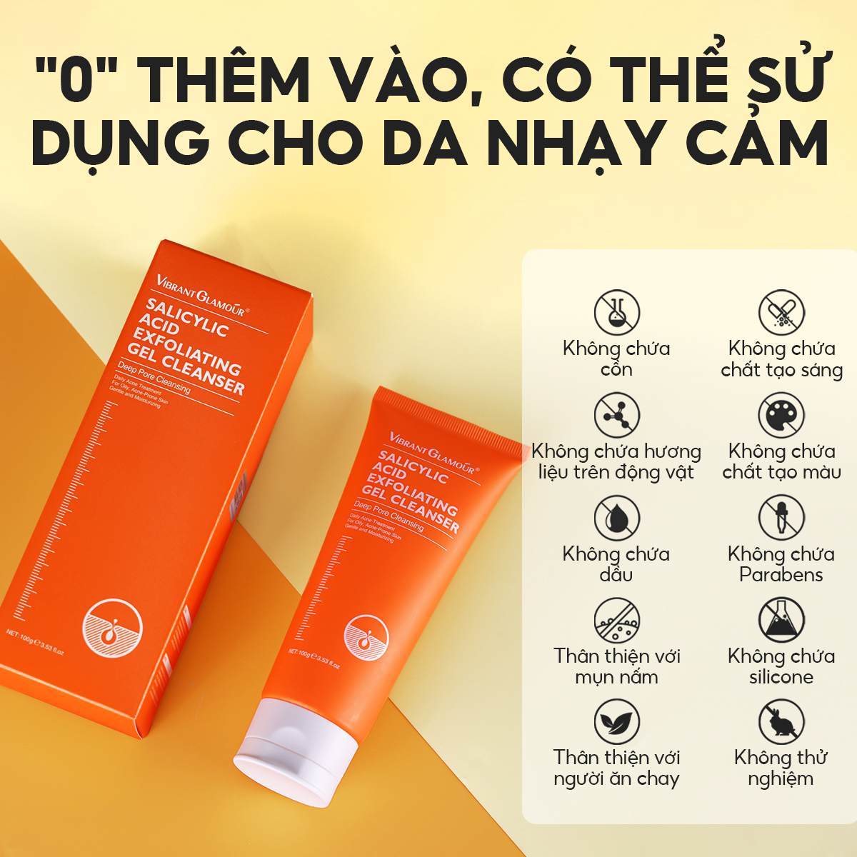 Mô tả Salicylic Acid Gel VIBRANT GLAMOUR Tẩy tế bào chết kiểm soát dầu thích hợp cho da dầu và da mụn 100g - 9