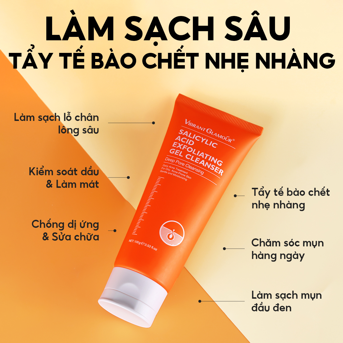 Mô tả Salicylic Acid Gel VIBRANT GLAMOUR Tẩy tế bào chết kiểm soát dầu thích hợp cho da dầu và da mụn 100g - 3