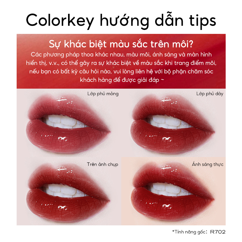 Mô tả COMBO - Colorkey Airy Series Mirror lip Gloss, Hoàn thiện bóng và chống chuyển, son môi - 7
