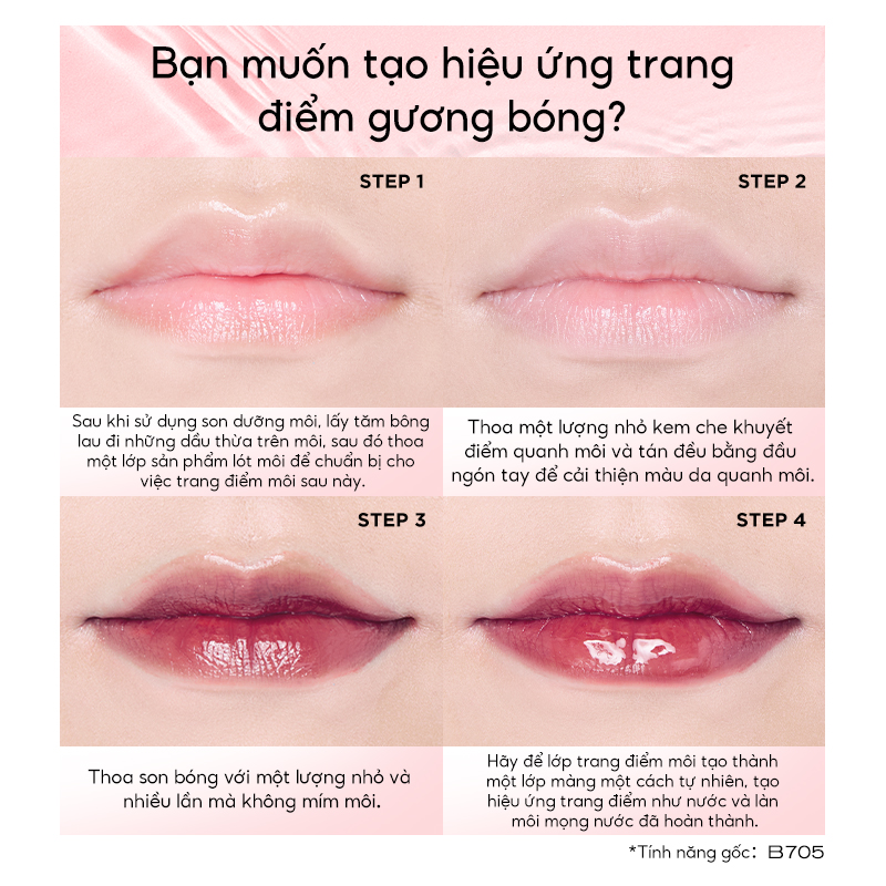 Mô tả COMBO - Colorkey Airy Series Mirror lip Gloss, Hoàn thiện bóng và chống chuyển, son môi - 8