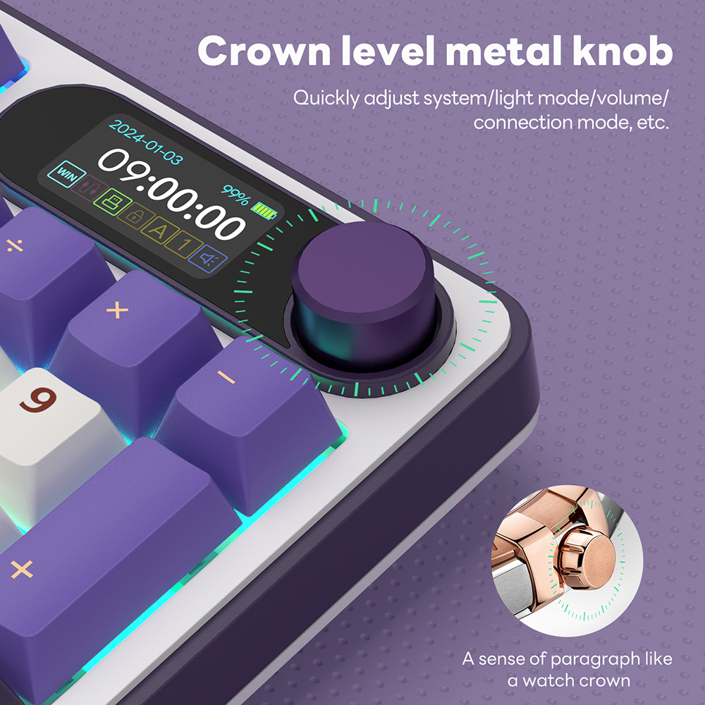 Mô tả Royal Kludge RK S98 Blackberry 98 Key Tri-Mode RGB Có Dây Bluetooth 2.4G Không Dây 3 Chế Độ Với Màn Hình TFT - 8
