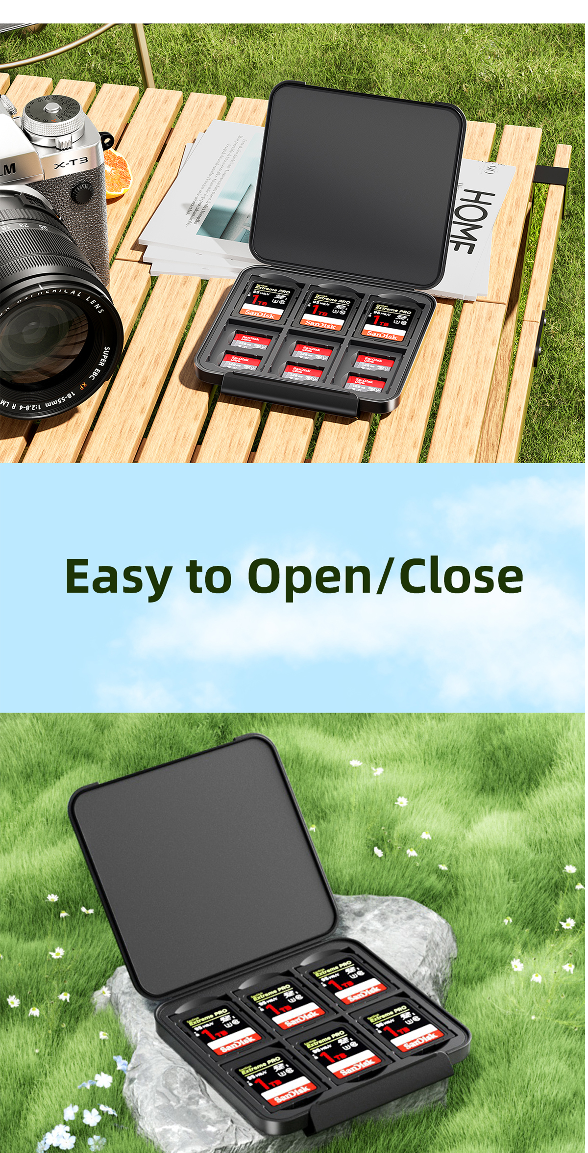 Mô tả Hộp đựng thẻ Llano Hộp đựng thẻ nhớ chống nước & chống sốc cho thẻ SD / Micro SD TF Hộp đựng thẻ lưu trữ Hộp bảo vệ có nhãn - 9