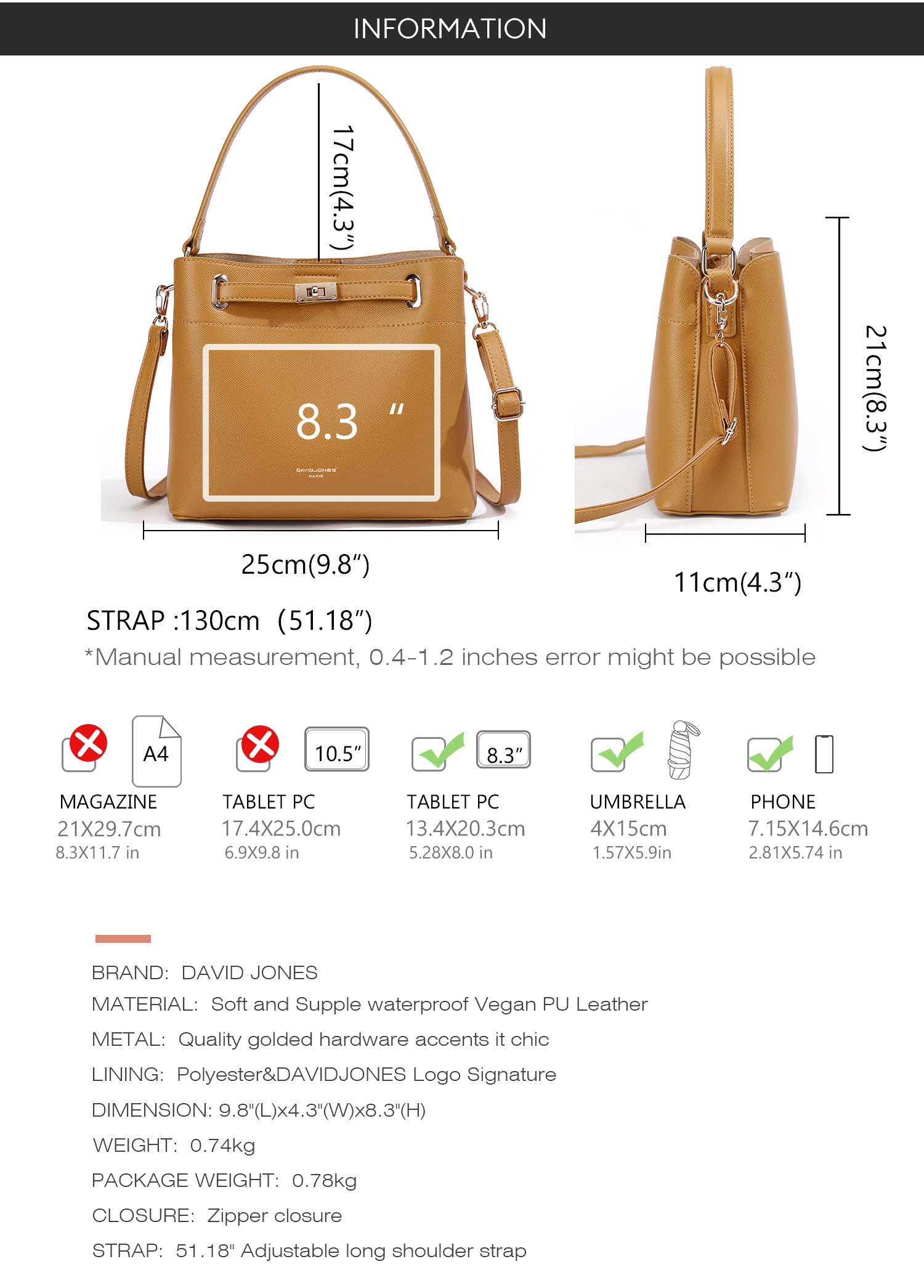 Mô tả Túi xách nữ DAVID JONES da pu thời trang 2023 - 4