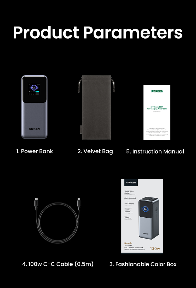 Ugreen 130W 20000mAh |25000mAh 200W Laptop Power Bank Sạc Siêu Nhanh 100W PD3.1 Cho Macbook Air / Pro Lenovo cho iPhone 18 Pro Max iPhone 17 Pro Max – ảnh mô tả chi tiết 40