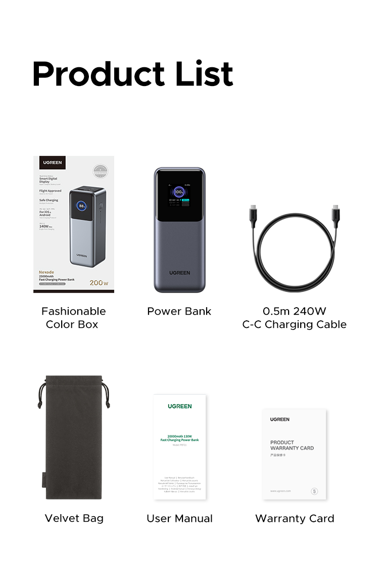 Ugreen 130W 20000mAh |25000mAh 200W Laptop Power Bank Sạc Siêu Nhanh 100W PD3.1 Cho Macbook Air / Pro Lenovo cho iPhone 18 Pro Max iPhone 17 Pro Max – ảnh mô tả chi tiết 23