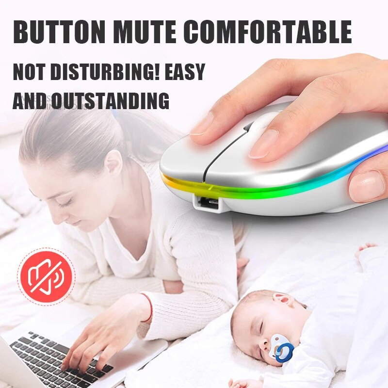 Mô tả Chuột không dây 2.4G có đầu thu Mini USB, Chuột quang công thái học 2.4G, Chuột máy tính cho máy tính xách tay, PC, Máy tính, Chromebook, Notebook - 2