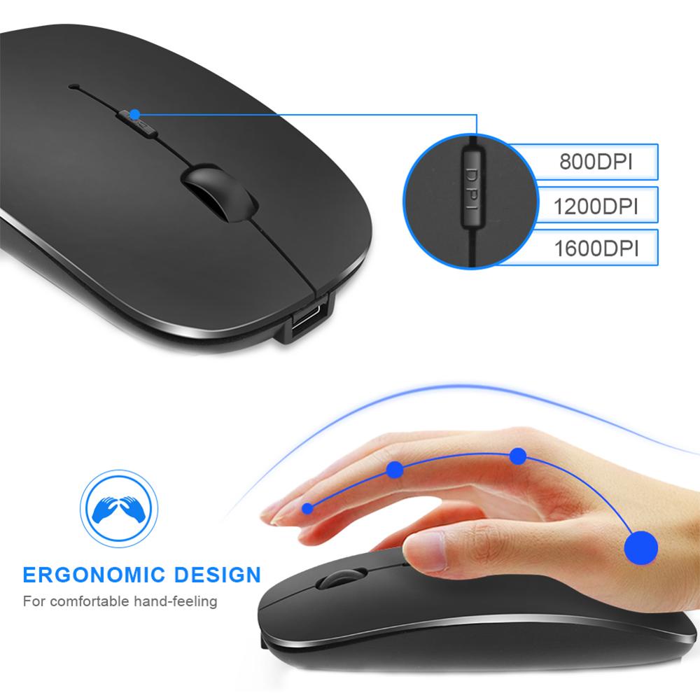 Mô tả Chuột không dây 2.4G có đầu thu Mini USB, Chuột quang công thái học 2.4G, Chuột máy tính cho máy tính xách tay, PC, Máy tính, Chromebook, Notebook - 4