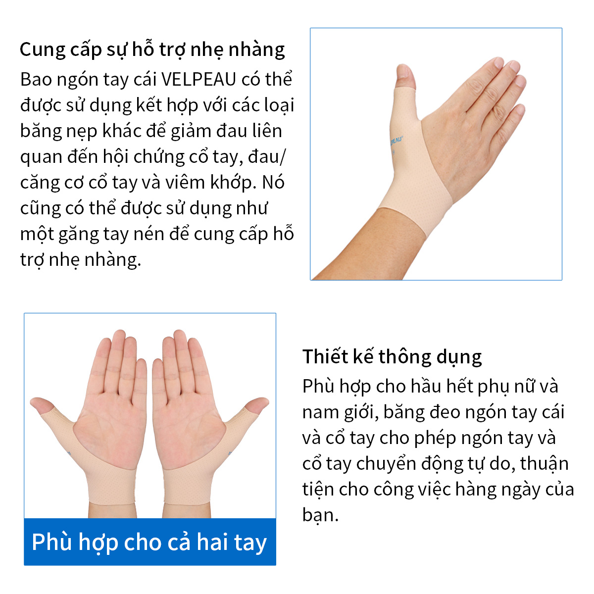 Mô tả VELPEAU bao tay hỗ trợ ngón cái đàn hồi cao (Một đôi) - Dụng cụ bảo vệ ngón cái mềm mại, có thể giúp giảm đau, viêm khớp, đau khớp, viêm gân, trật khớp, thể thao - 11
