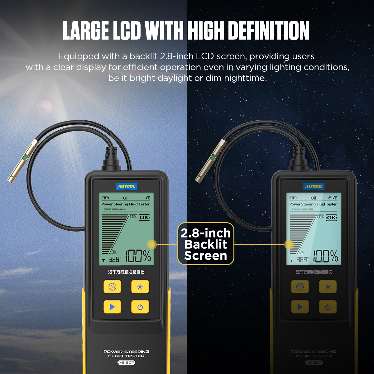 Mô tả Autool AS507 Máy kiểm tra dầu động cơ Màn hình kỹ thuật số 2,8 inch cho dụng cụ sửa chữa hộp số động cơ ô tô chạy xăng & Diesel - 4