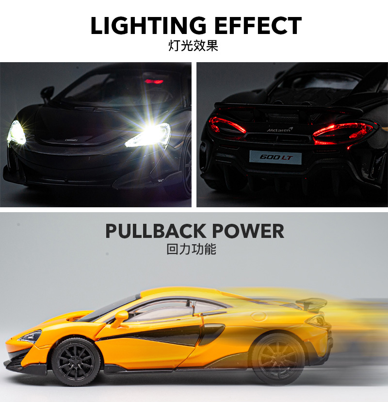 Rmz City 72 McLaren 600LT 5Inch Diecast Model Collectible Series Vehicle with Opening Doors & Pullback Action main image 1