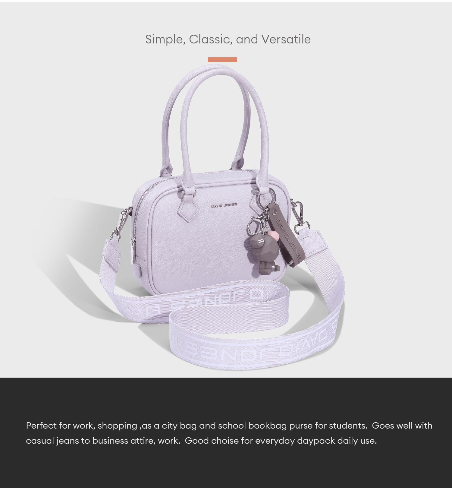 Mô tả David Jones Paris 2025 Xuân Hè Bộ Sưu Tập Mới Thiết Kế Nữ Túi Đeo Top-Handle Da pu Nữ Mềm Mại Và Mỏng Túi - 7