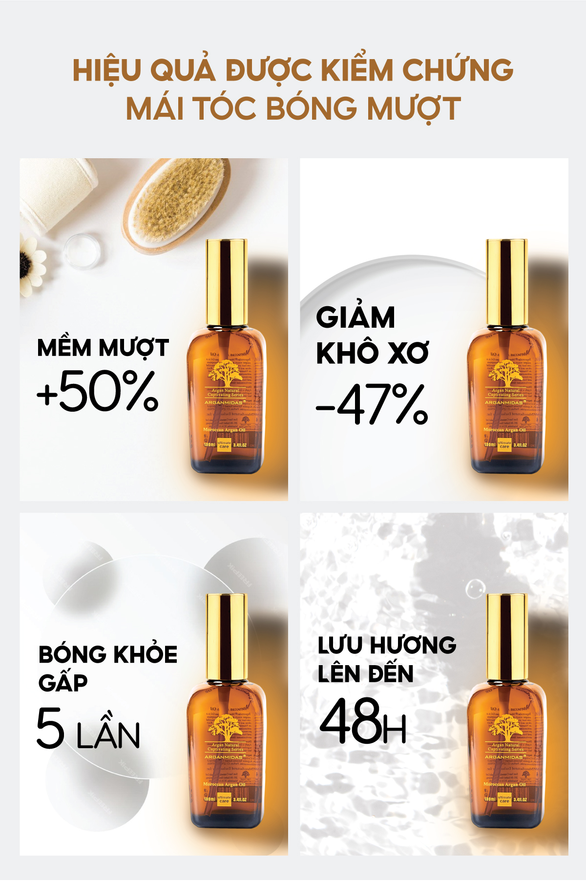 Mô tả Tinh dầu dưỡng tóc Arganmidas Argan Oil phục hồi sâu tóc hư tổn khô xơ giảm chẻ ngọn Gãy Rụng 50ml - 2