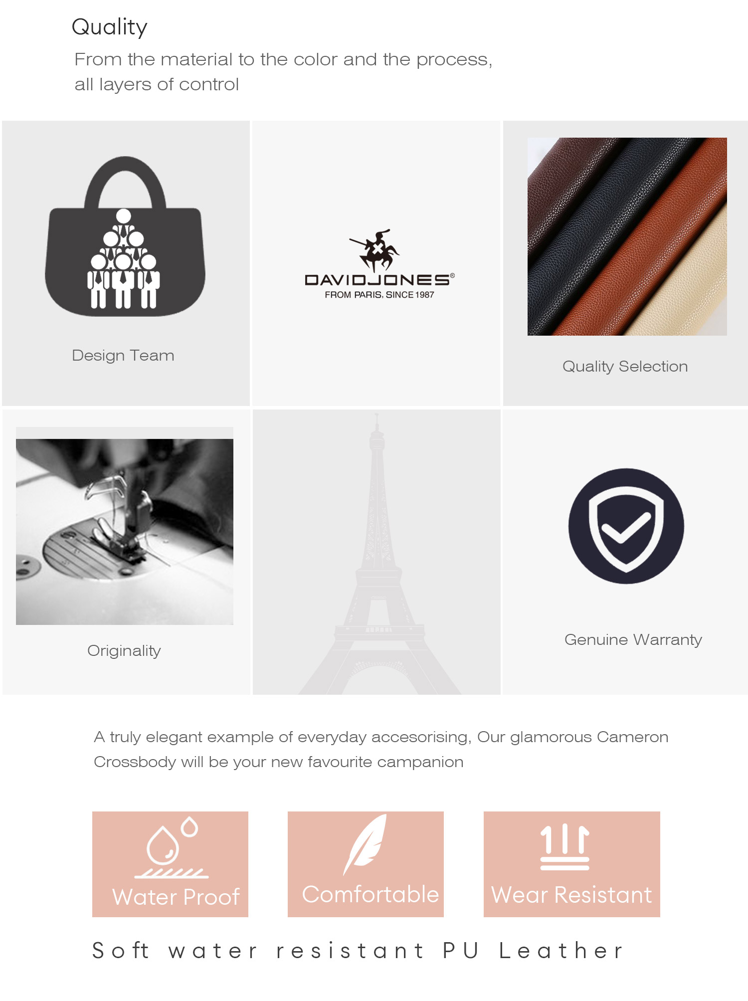 Mô tả David Jones Paris 2025 Xuân Hè Bộ Sưu Tập Mới Thiết Kế Nữ Totes Túi Văn Phòng Túi Đeo Ngang Da pu Nữ Mềm Mại Và Mềm Mại - 5