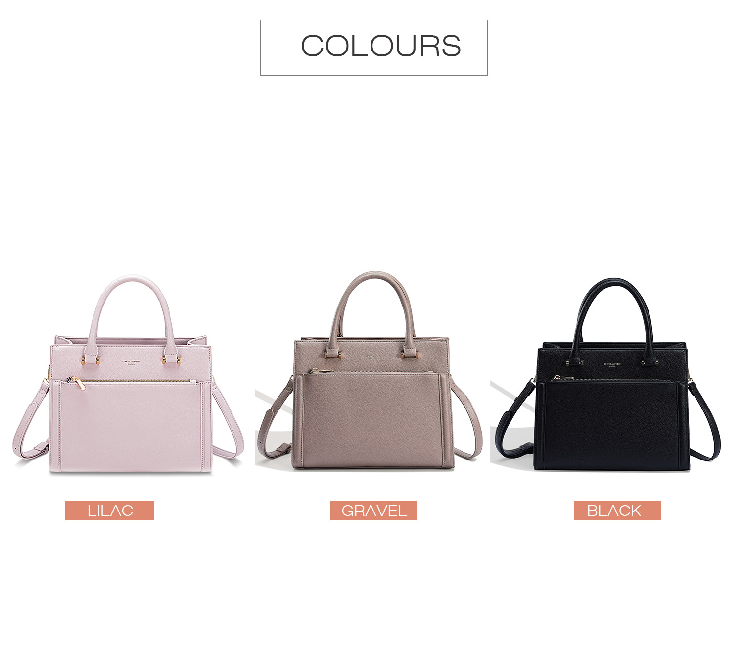 Mô tả David Jones Paris 2024 Xuân Hè Bộ Sưu Tập Mới Thiết Kế Nữ Totes Top-Handle Túi Da pu Nữ Mềm Mại Và Mỏng Túi - 3