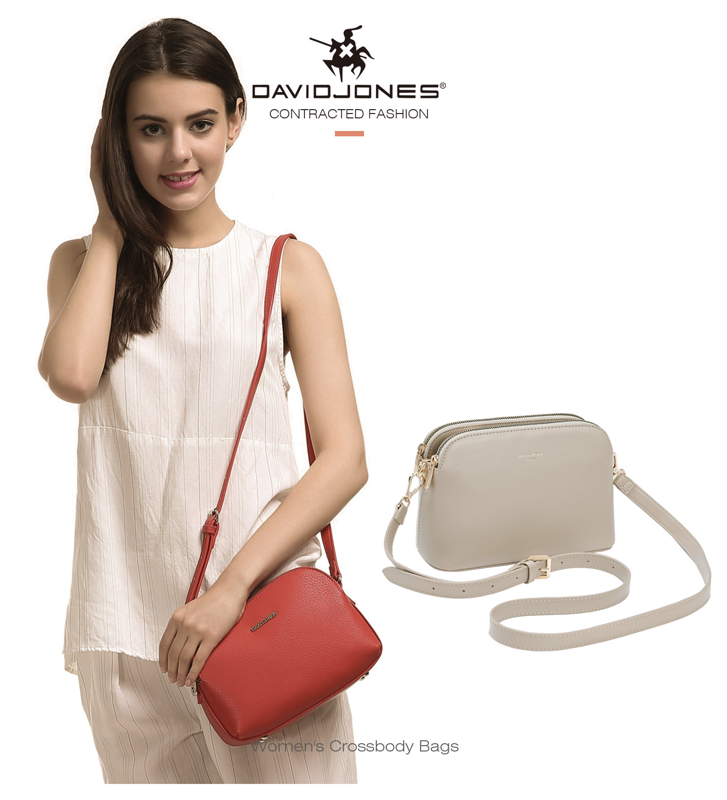 Mô tả David Jones Paris 2025 Xuân Hè Bộ Sưu Tập Mới Thiết Kế Nữ Đeo Ngang Túi Da pu Nữ Mềm Mại Và Mềm Mại - 2