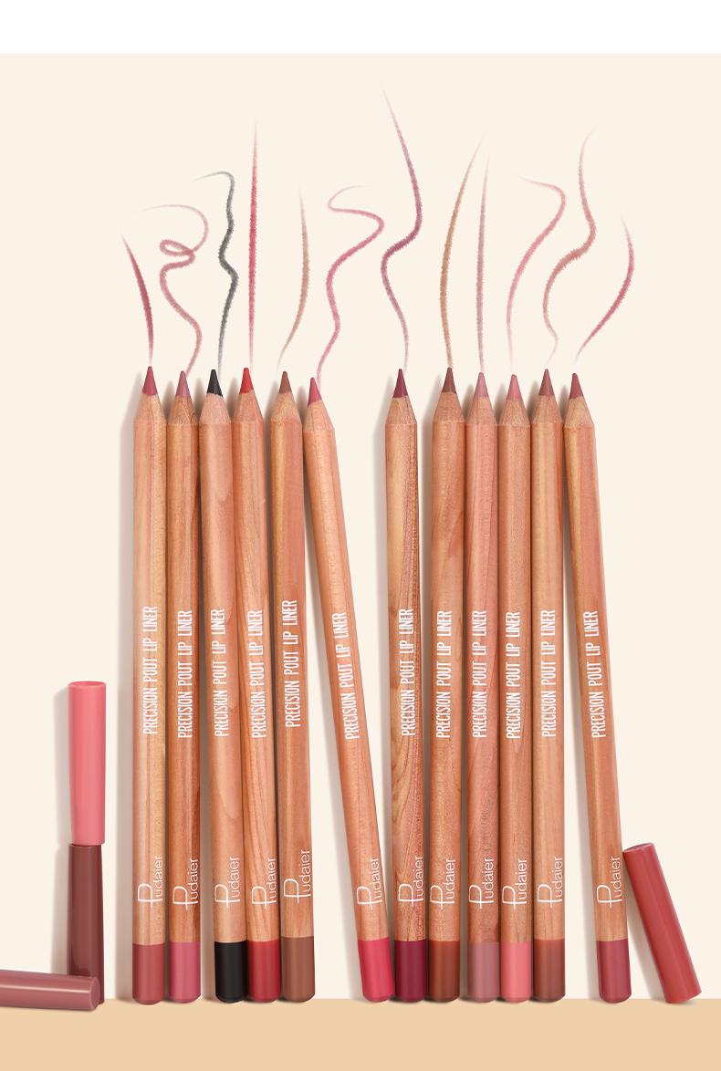 Mô tả Pudaier Creamy 12 Màu Series Lip Liner Set Matte Lipstick Chống Thấm Nước Lâu Dài Son Lót Bộ Phác Thảo Môi Trang Điểm - 9